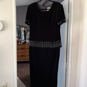 Black beaded, formal gown, floorlength, R&M Richards vintage